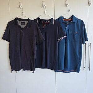 Multiples Navy and Teal Polo Shirt Trio